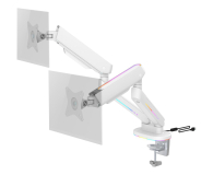 DELTACO Podwójny uchwyt GAM-135-W RGB - Biały - 1115379 - zdjęcie 1